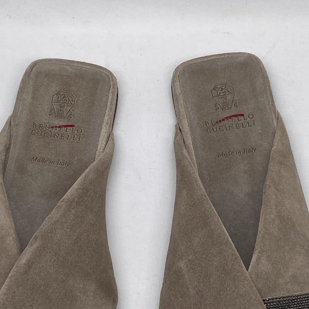 Brunello Cucinelli Monili-Embroidered Suede Slides size 41 - Picture 6 of 11
